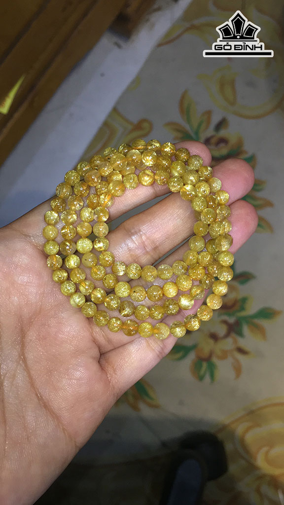 Chuỗi Đá Thạch Anh Tóc Vàng Đường Kính Hạt 5,1 (mm) 19gr