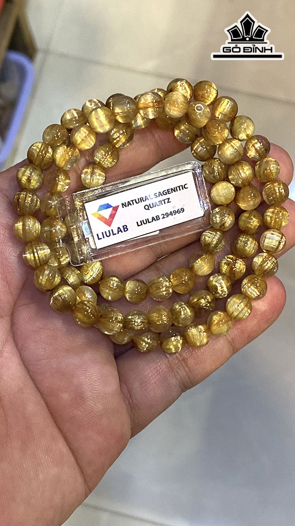 Chuỗi Đá Thạch Anh Tóc Vàng Đường Kính Hạt 7,45-6,93 (mm) 205.26cts