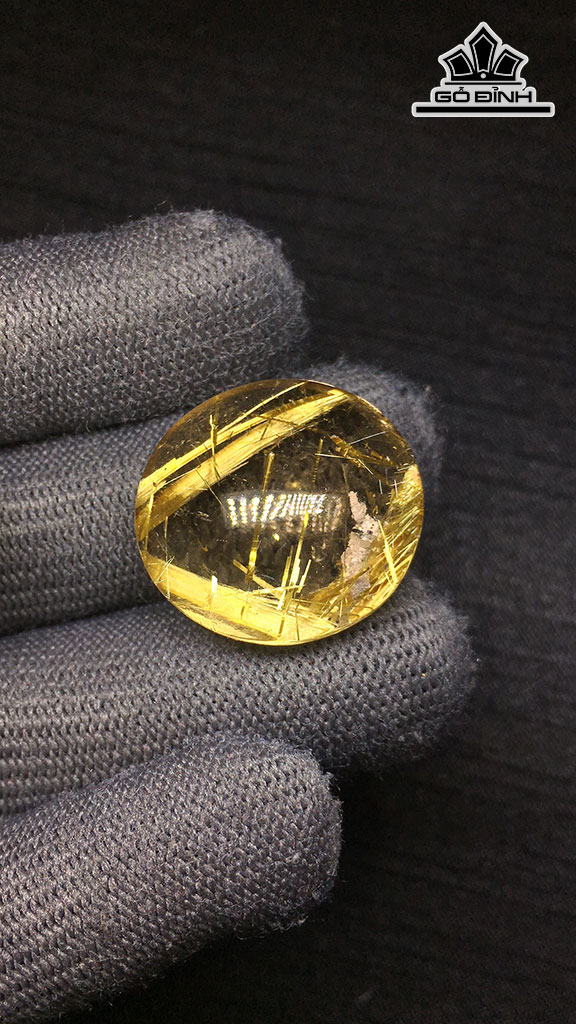 Mặt Dây Chuyền Đá Thạch Anh Tóc Vàng Cao 24,4 Ngang 22,9 Sâu 12,6 (mm) 9,6gr