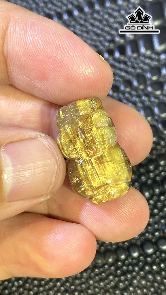 Mặt Dây Chuyền Tỳ Hưu Đá Thạch Anh Tóc Vàng Cao 22,2 Ngang 13,8 Sâu 11 (mm) 6gr