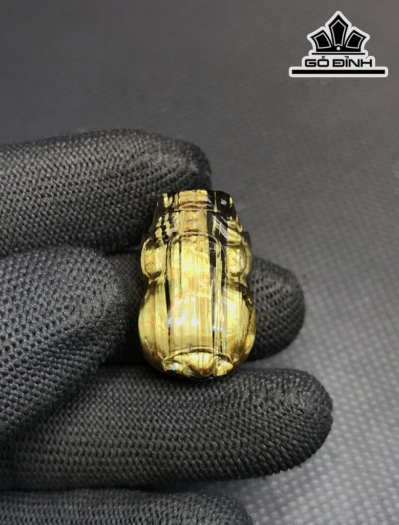 Mặt Dây Chuyền Tỳ Hưu Đá Thạch Anh Tóc Vàng Cao 26,6 Ngang 16,5 Sâu 10,5 (mm) 9,1gr