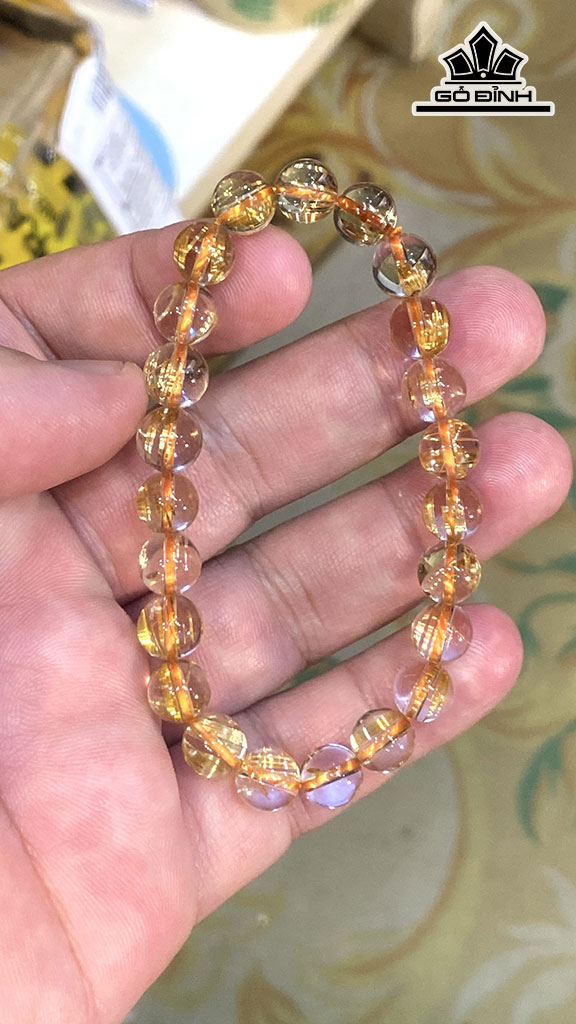 Vòng Tay Đá Thạch Anh Tóc Vàng Đường Kính Hạt 7,9 (mm) 17gr