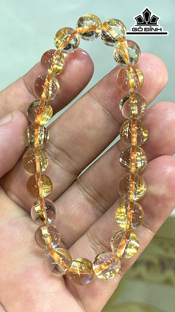 Vòng Tay Đá Thạch Anh Tóc Vàng Đường Kính Hạt 8,6 (mm) 19.6gr