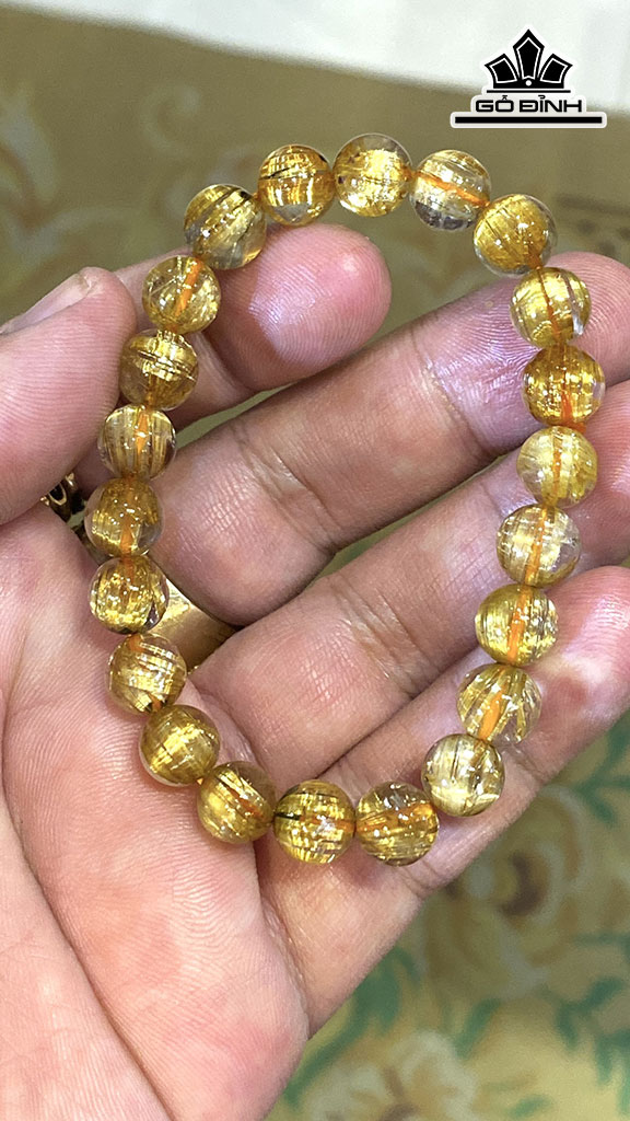 Vòng Tay Đá Thạch Anh Tóc Vàng Đường Kính Hạt 8,8 (mm) 20gr