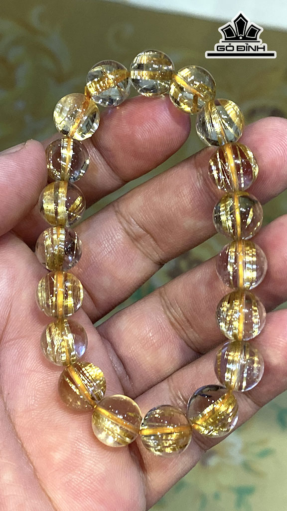 Vòng Tay Đá Thạch Anh Tóc Vàng Đường Kính Hạt 10,8 (mm) 32gr