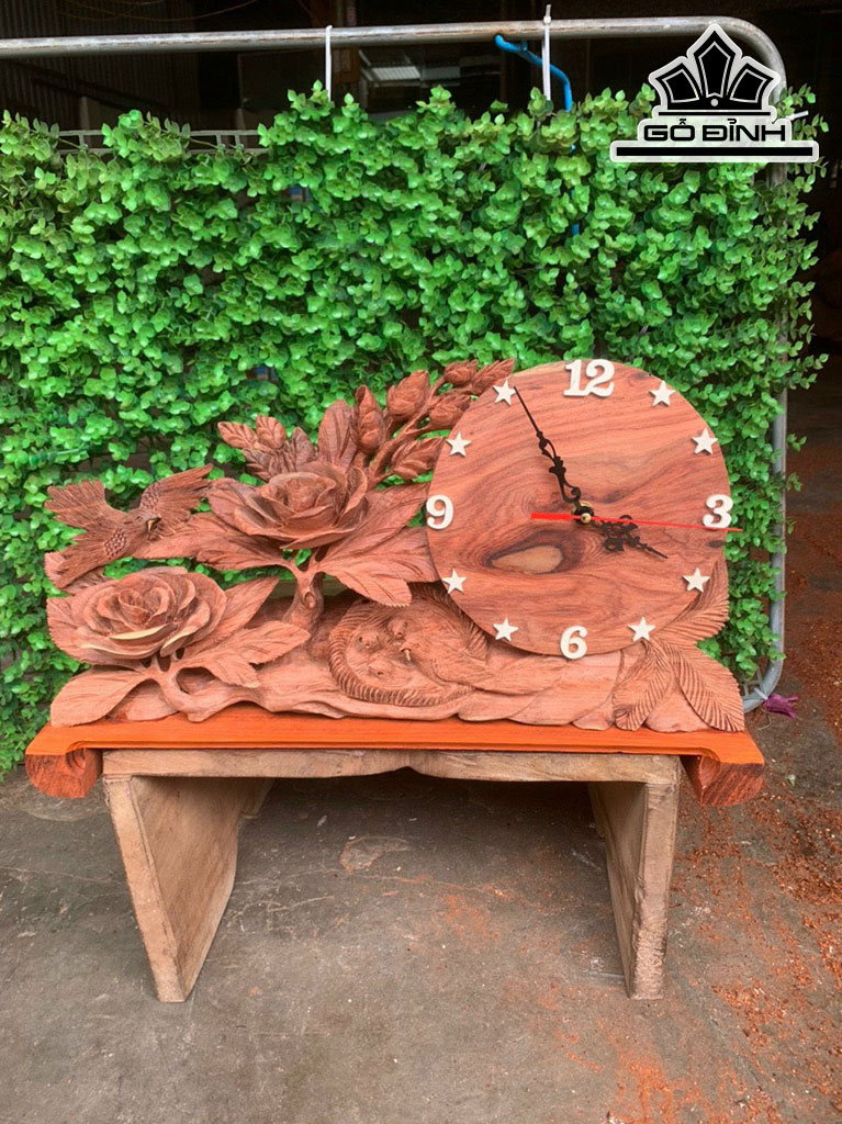 Đồng Hồ Gỗ Hương Ngang 43 Cao 27 Sâu 12 (cm)