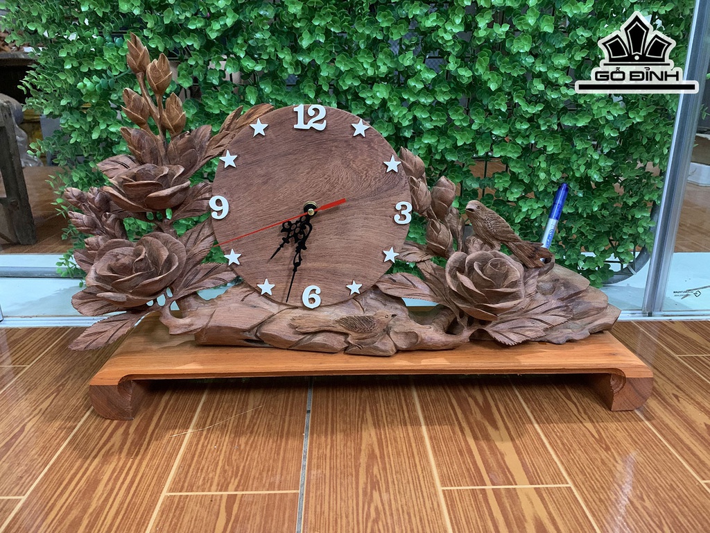 Đồng Hồ Gỗ Hương Ngang 52 Cao 34 Sâu 15 (cm)