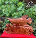 Tượng Cá Kim Long Gỗ Nu Ngọc Am Cao 29 Ngang 40 Sâu 11 (cm)