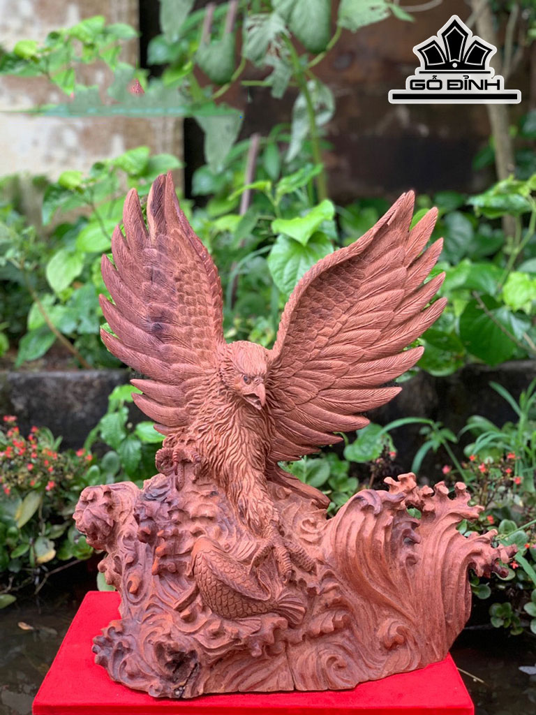 Tượng Đại Bàng Gỗ Hương Cao 56 Ngang 52 Sâu 30 (cm)