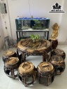 Bộ Đôn Gỗ Mun Hoa Bàn Cao 70 Đường Kính Mặt Bàn 93 (cm)