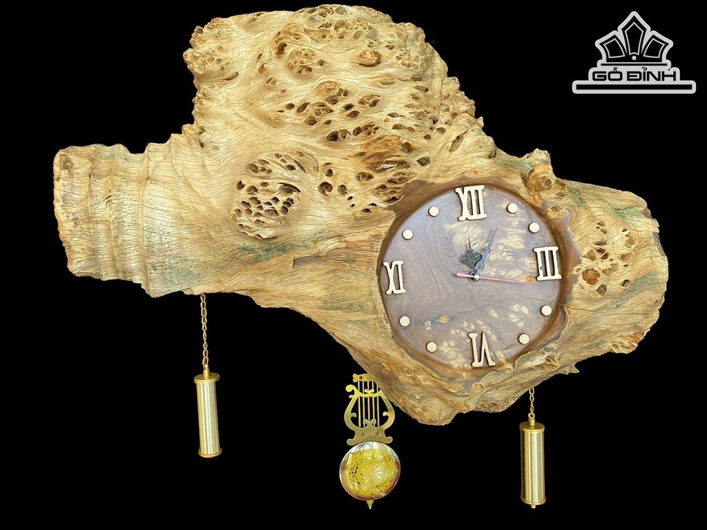 Đồng Hồ Gỗ Nu Nghiến Cao 45 Dài 65 Dầy 10 (cm)