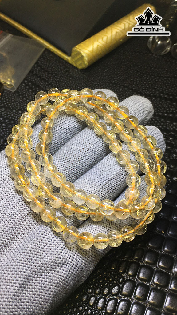 Chuỗi Đá Thạch Anh Tóc Vàng Đường Kính Hạt 6,9 (mm) 35.3gr