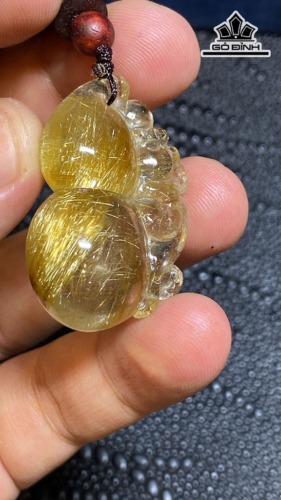 Mặt Dây Chuyền Đá Thạch Anh Tóc Vàng Cao 37 Ngang 24,8 Sâu 12,6 (mm) 12gr