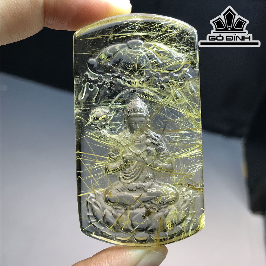 Mặt Dây Chuyền Đá Thạch Anh Tóc Vàng Cao 62 Ngang 36,6 Sâu 15 (mm) 56,6gr