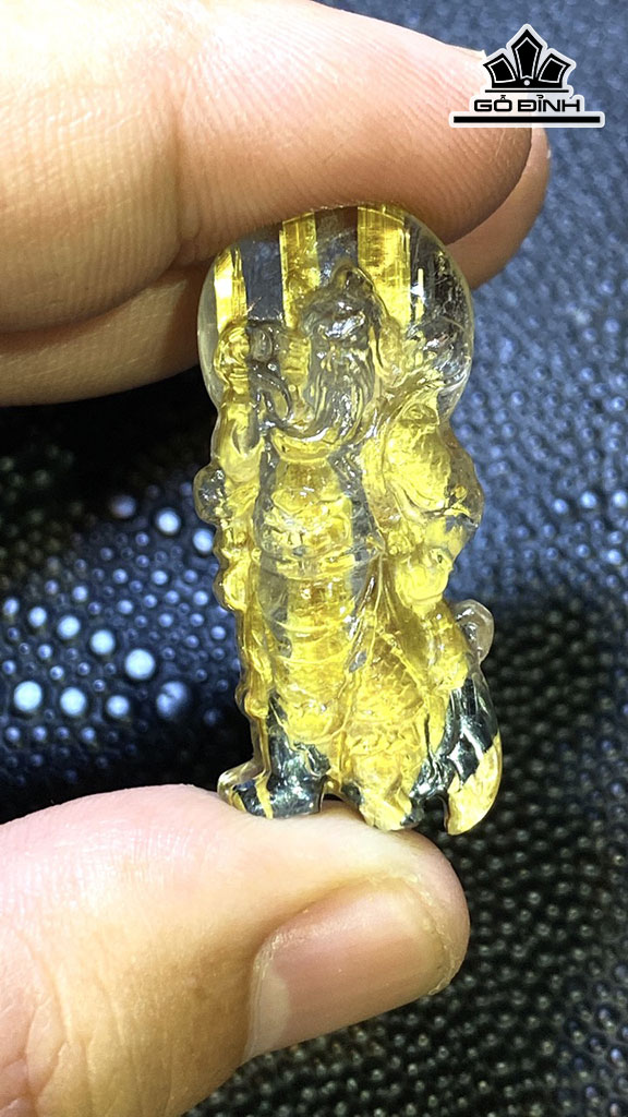 Mặt Dây Chuyền Quan Công Đá Thạch Anh Tóc Vàng Cao 36,8 Ngang 16,8 Sâu 9,9 (mm) 8,4gr