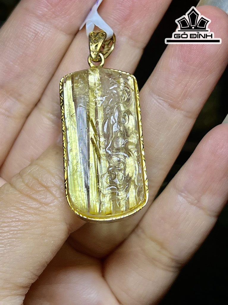 Rồng Đá Thạch Anh Tóc Vàng Cao 34,6 Ngang 17,8 Sâu 8,8 (mm) 16gr