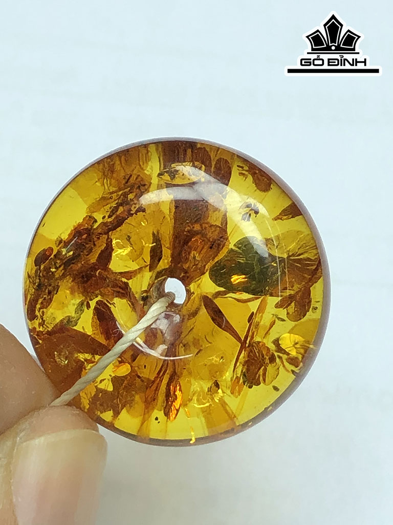 Tác Phẩm Đồng Điếu Đá Hổ Phách Cao 25 Ngang 13 (mm) 5gr
