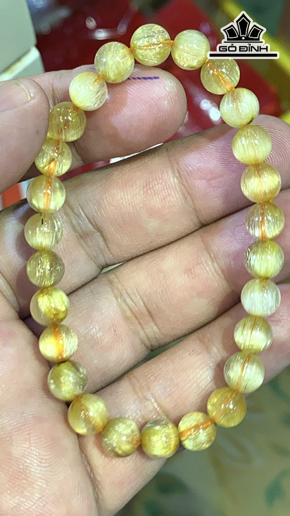 Vòng Tay Đá Thạch Anh Tóc Vàng Đường Kính Hạt 7 (mm) 13gr
