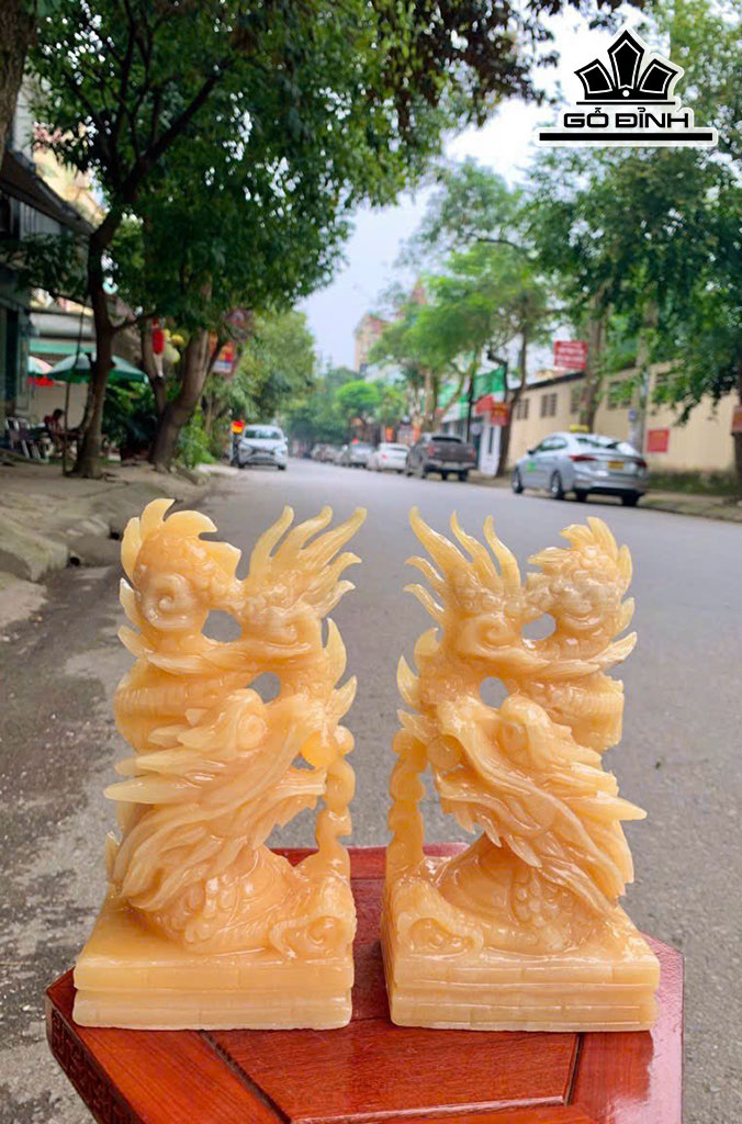 Cặp Song Long Đá Ngọc Hoàng Long Cao 23 (cm)