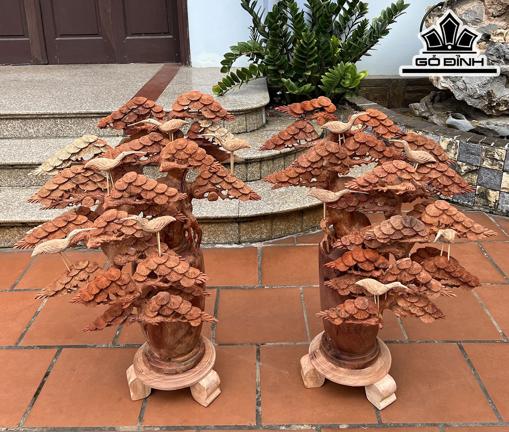 Bình Tùng Gỗ Hương Cao 85 Ngang 58 Sâu 36 (cm)