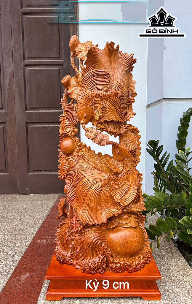 Tượng Cá Xiêm Gỗ Hương Cao 99 Ngang 40 Sâu 19 (cm)