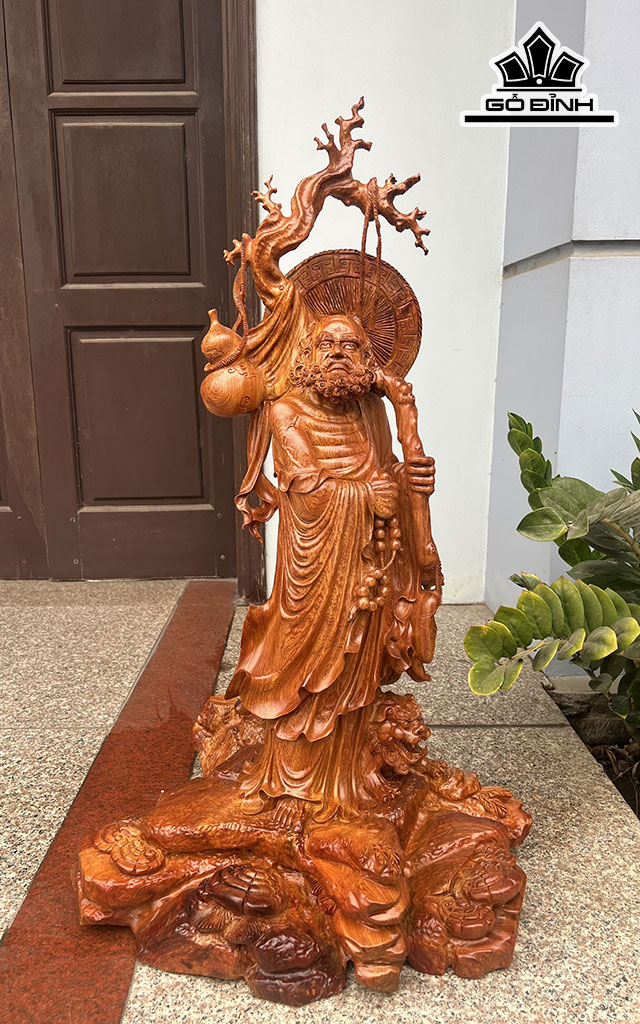 Tượng Đạt Ma Sư Tổ Gỗ Hương Cao 90 Ngang 50 Sâu 40 (cm)