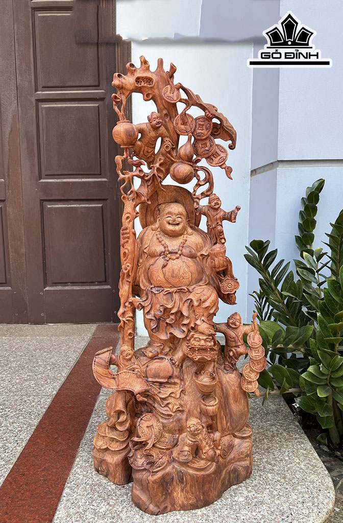 Tượng Phật Di Lặc Gỗ Cẩm Cao 100 Ngang 42 Sâu 38 (cm)