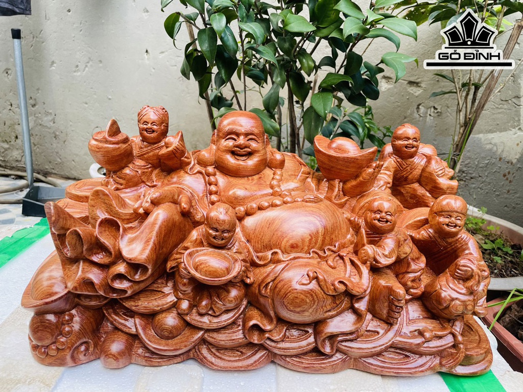 Tượng Phật Di Lặc Gỗ Hương Cao 50 Ngang 23 Sâu 23 (cm)