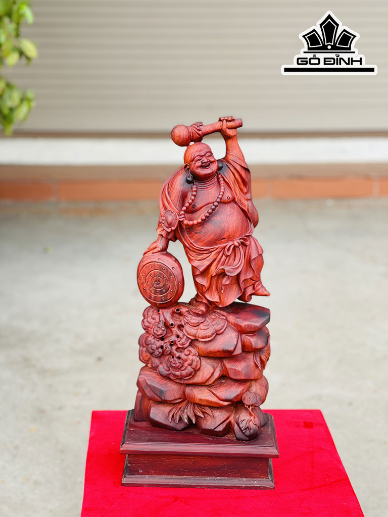 Tượng Phật Di Lặc Gỗ Trắc Cao 47 Ngang 20 Sâu 10 (cm)