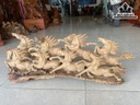 Tượng Bát Mã Gỗ Bách Xanh Cao 29 Ngang 79 Sâu 23 (cm)