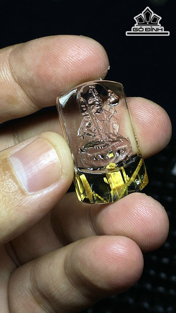 Mặt Dây Chuyền Đá Thạch Anh Tóc Vàng Cao 30,6 Ngang 18,9 Sâu 7,8 (mm) 7,9gr