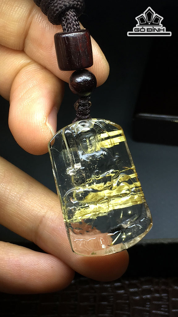 Mặt Dây Chuyền Đá Thạch Anh Tóc Vàng Cao 31,6 Ngang 19,4 Sâu 6,8 (mm) 9,8gr