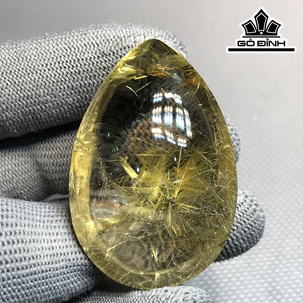 Mặt Dây Chuyền Đá Thạch Anh Tóc Vàng Cao 49,7 Ngang 32,5 Sâu 19,4 (mm) 37,7gr