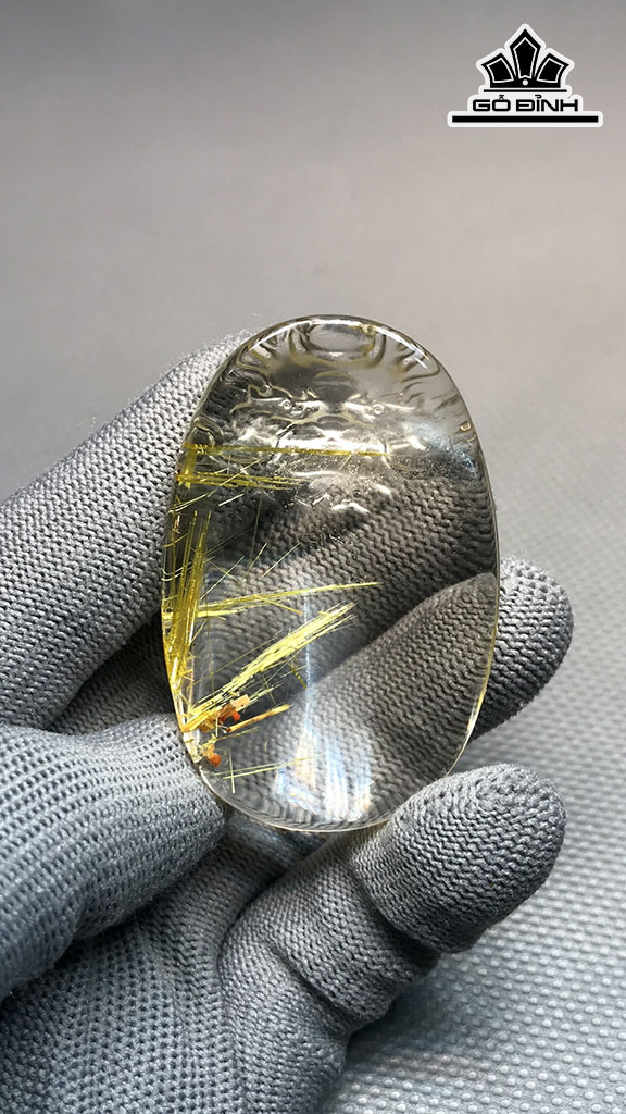 Mặt Dây Chuyền Đá Thạch Anh Tóc Vàng Cao 55 Ngang 36 Sâu 11,5 (mm) 34gr