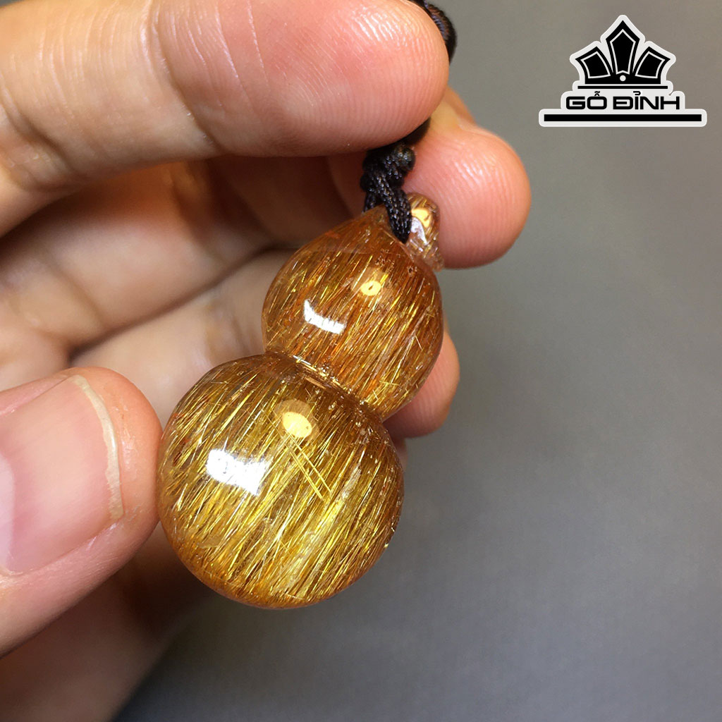 Mặt Dây Chuyền Hồ Lô Đá Thạch Anh Tóc Vàng Cao 33,4 Ngang 17,4 Sâu 9,8 (mm) 8,6gr