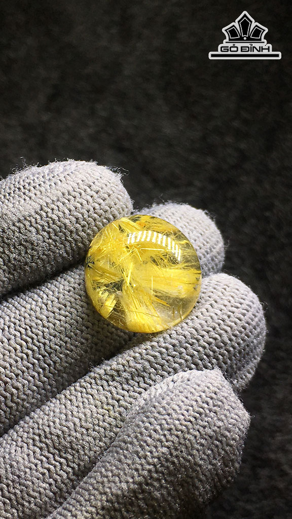Mặt Trơn Hoa Thị Đá Thạch Anh Tóc Vàng Cao 18,9 Ngang 8,9 (mm) 5,2gr