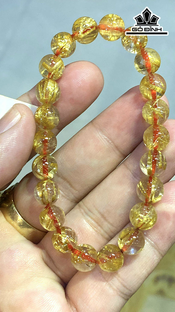Vòng Tay Đá Thạch Anh Tóc Vàng Đường Kính Hạt 8,6 (mm) 20gr