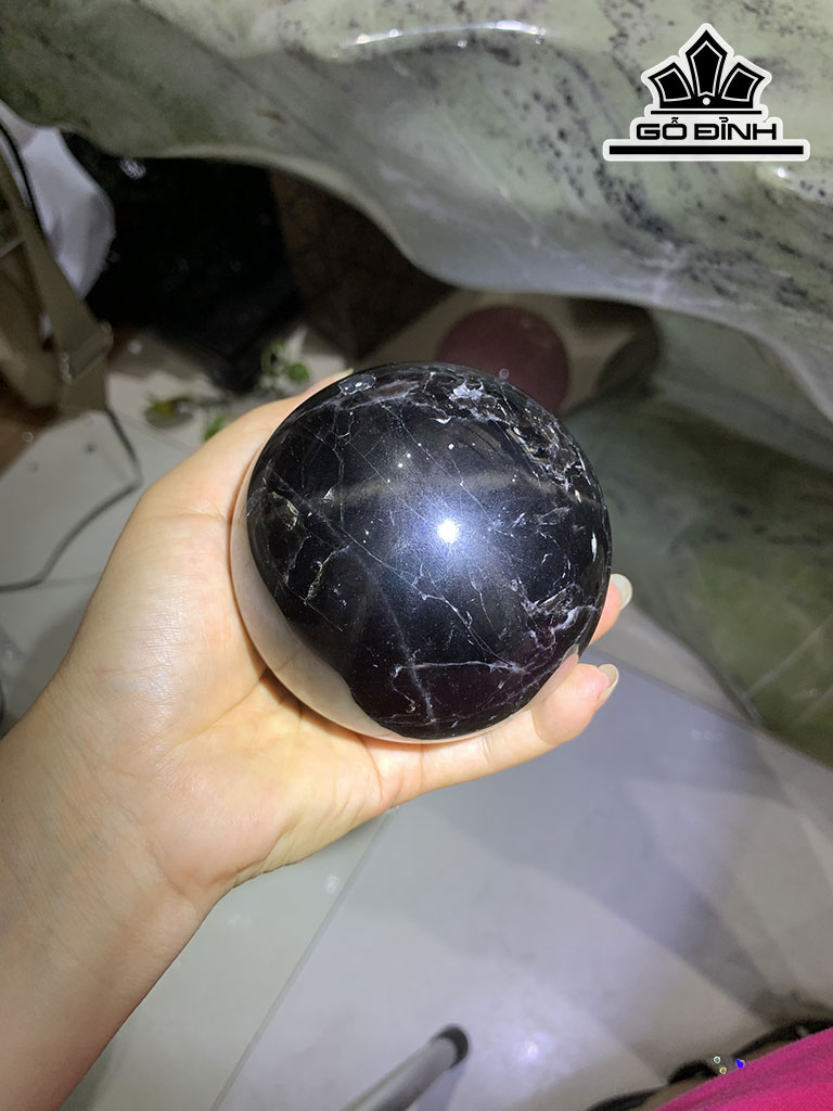 Bi Cầu Đá Thạch Anh Đen Đường Kính 7,5 (cm) 0.8kg