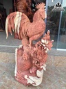 Tượng Gia Đình Gà Gỗ Hương  cao 75 rộng 42 dày 40 (cm)