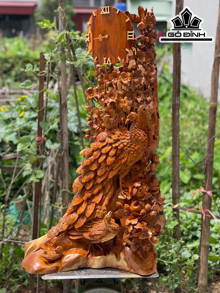 Tượng Phu Thê Viên Mãn Gỗ Hương Cao 102 Ngang 56 Sâu 32 (cm)
