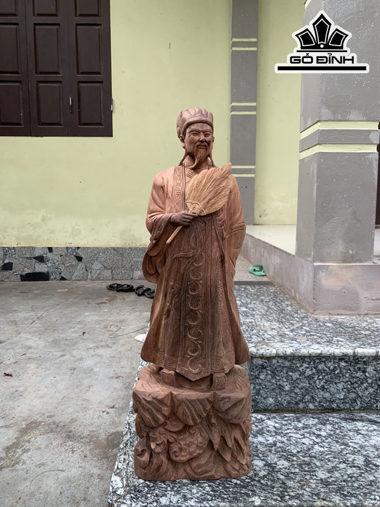 Tượng Gia Cát Lượng Gỗ Hương Cao 80 Ngang 26 Sâu 15 (cm)