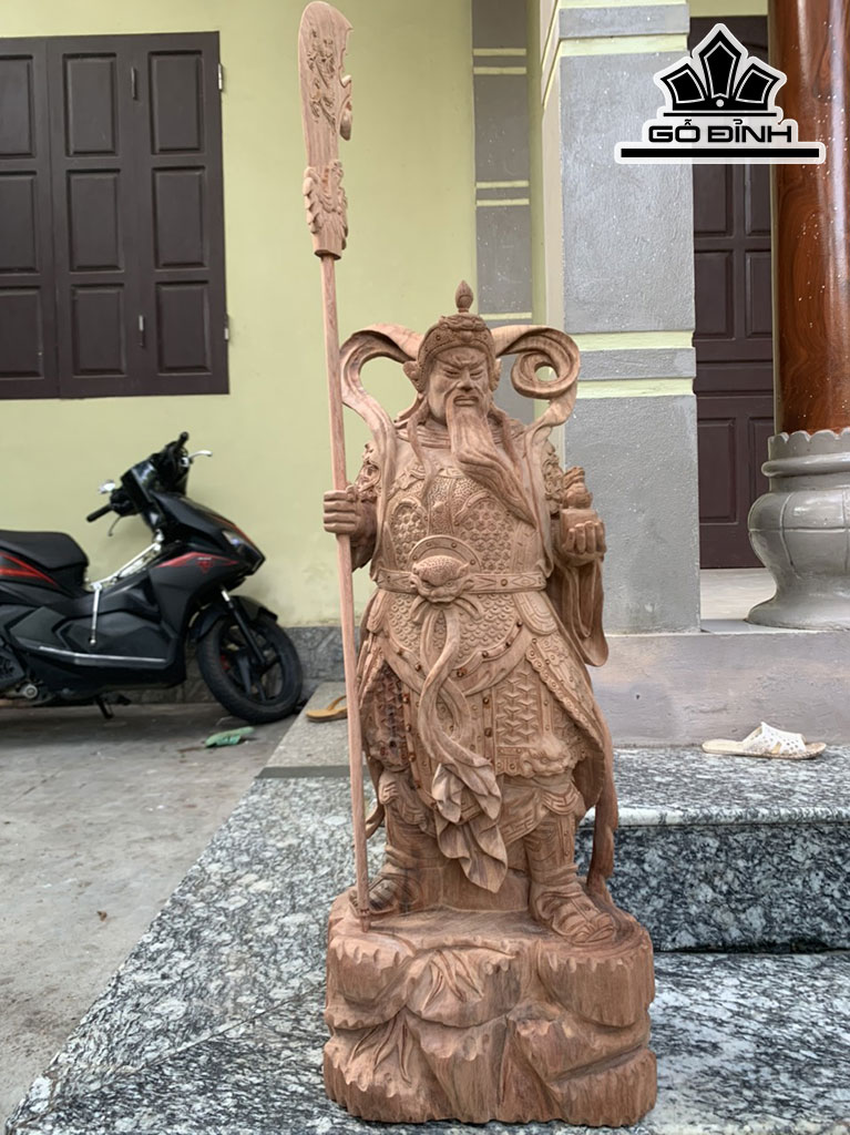 Tượng Quan Công Gỗ Hương Cao 80 Ngang 31 Sâu 23 (cm)