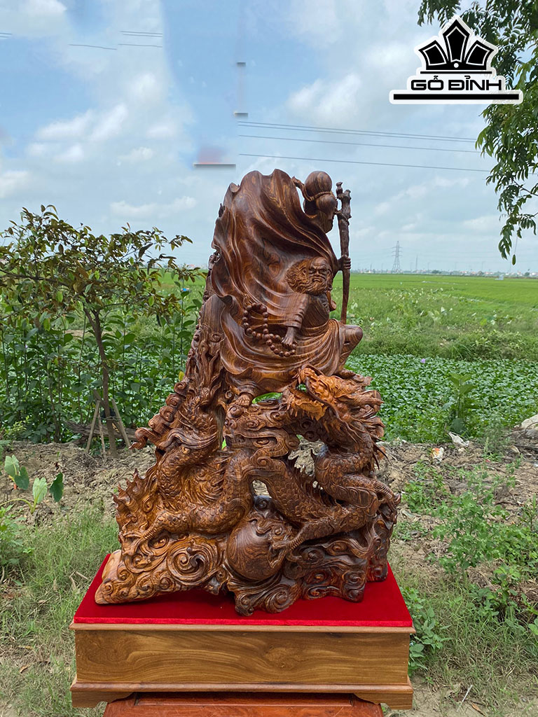 Tượng Đạt Ma Sư Tổ Gỗ Cẩm Cao 95 Ngang 67 Sâu 35 (cm)