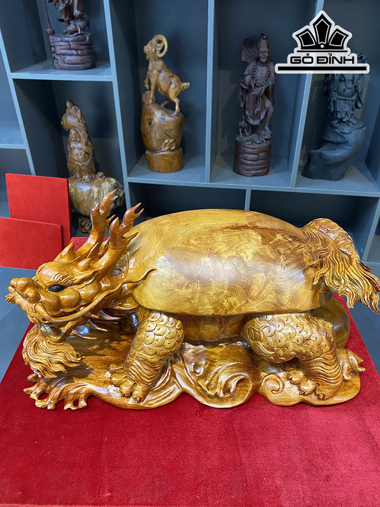 Tượng Long Quy Gỗ Hương Cao 23 Rộng 24 Dài 42 (cm)