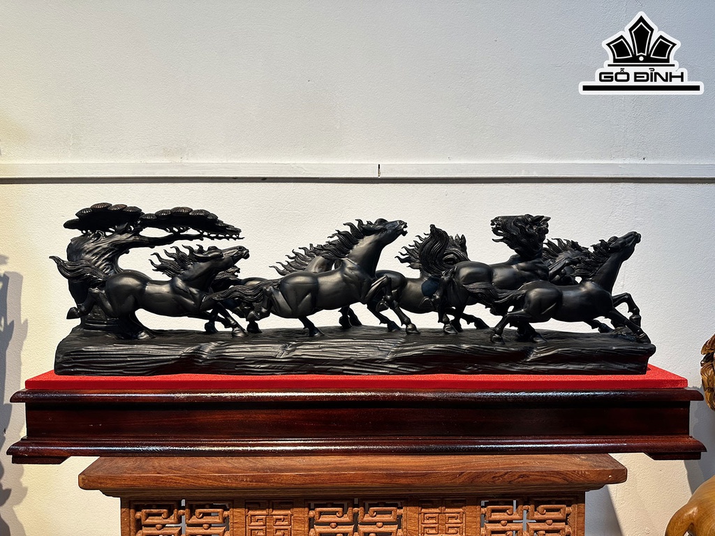 Tượng Mã Đáo Thành Công Gỗ Mun Cao 22 Ngang 75 Sâu 13 (cm)