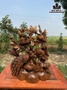 Tượng Phu Thê Viên Mãn Gỗ Bách Xanh Cao 44 Ngang 36 Sâu 12 (cm)