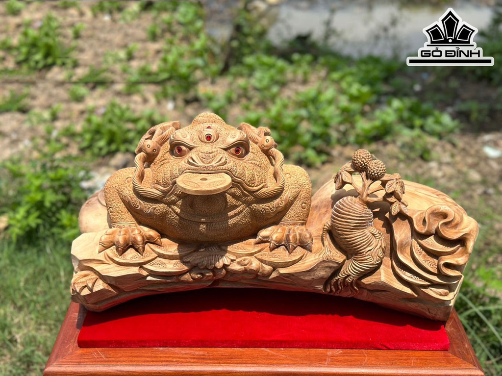 Tượng Thiềm Thừ Gỗ Ngọc Am Cao 30 Ngang 60 Sâu 33 (cm)