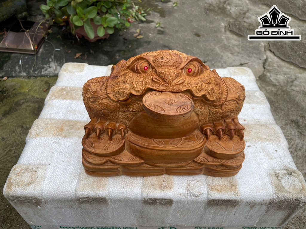 Tượng Thiềm Thừ Gỗ Ngọc Am Cao 25 Ngang 30 Sâu 23 (cm)