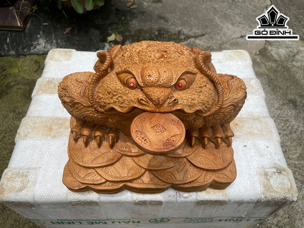 Tượng Thiềm Thừ Gỗ Ngọc Am Cao 29 Ngang 30 Sâu 23 (cm)