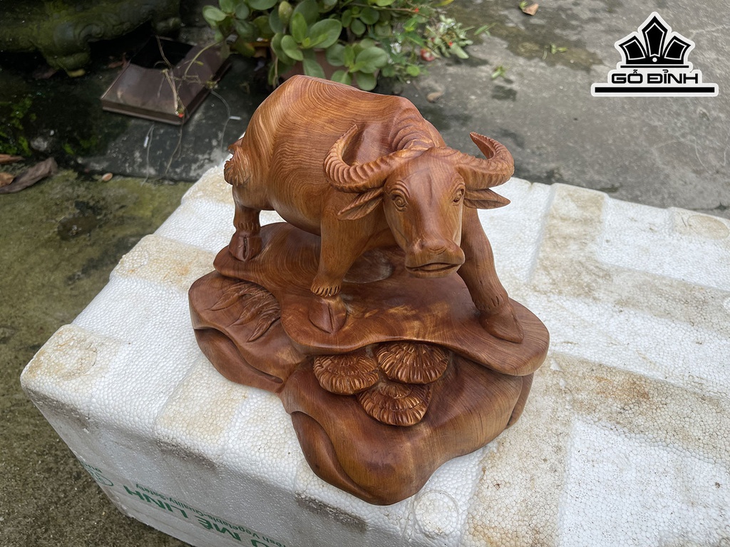 Tượng Trâu Gỗ Ngọc Am Cao 35 Ngang 25 Sâu 20 (cm)